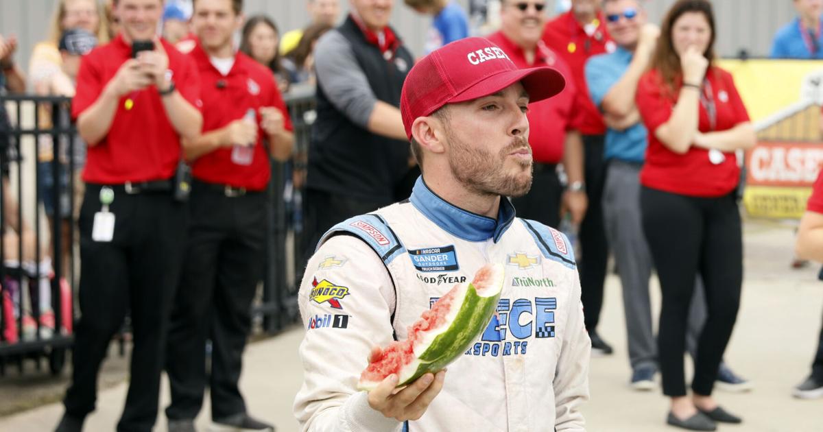 Image for article NASCAR driver Ross Chastain hopes to smash watermelon at World Wide Technology Raceway