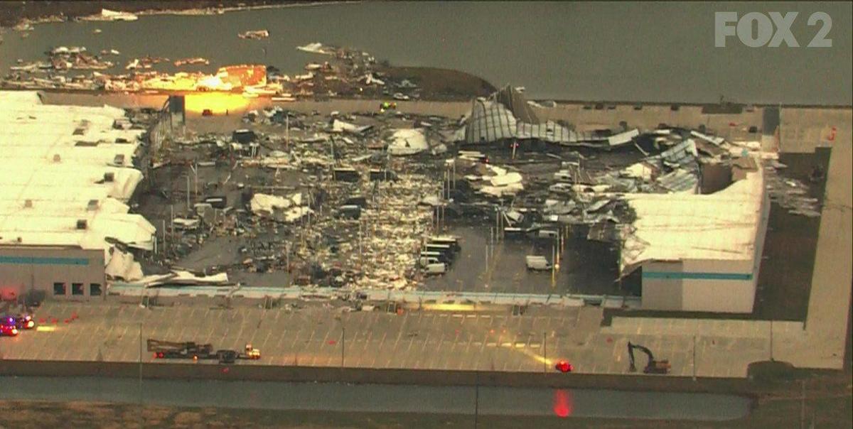 Amazon storm damage seen Saturday from FOX2 helicopter