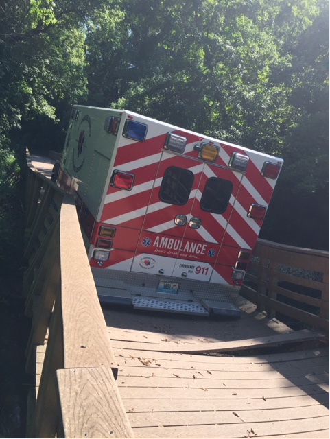 Ambulance stuck on bridge