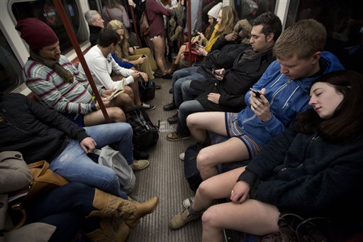 ShanghaiEye🚀official on X: People take part in the annual No Trousers On  The Tube Day (No Pants Subway Ride) as they wait for the metro at Euston  station, on the #London Underground