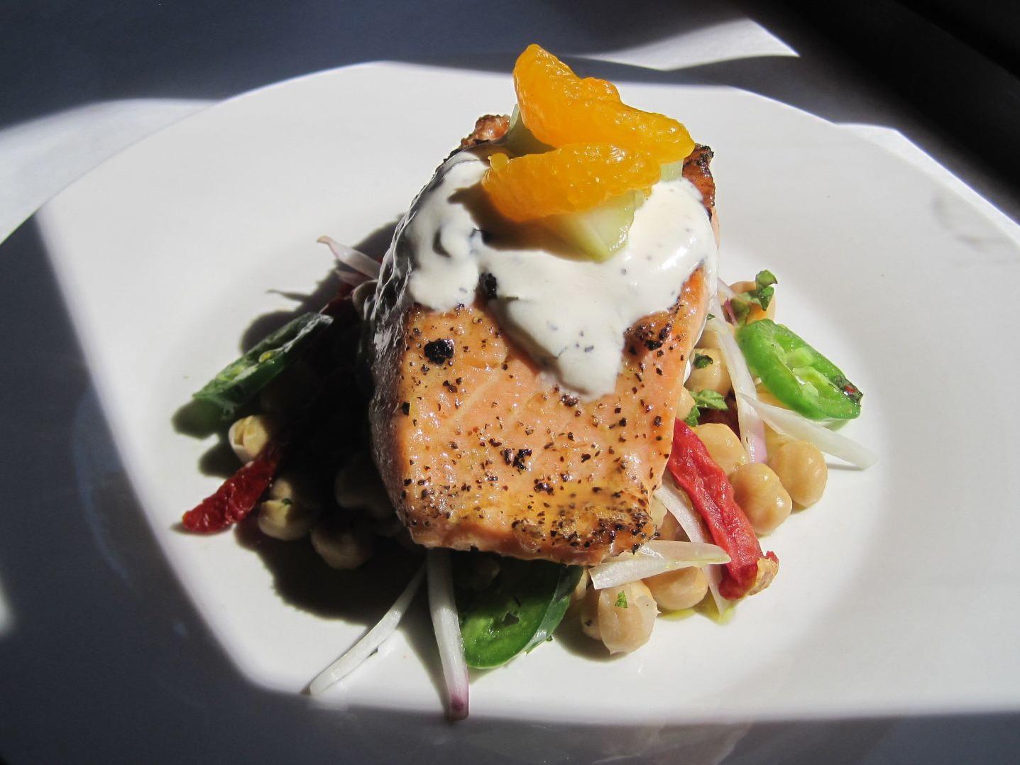 Train Shed S Tuscan Salmon Pairs Olives Grapes Lemon Cream Sauce With Fish Food And Cooking Stltoday Com