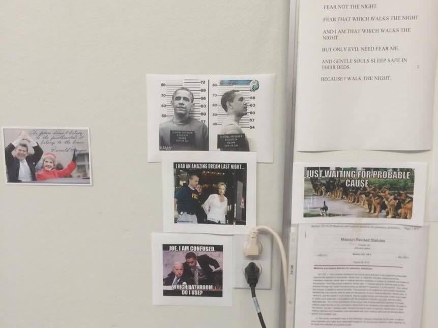 Images posted on wall in Gasconade County sheriff's office