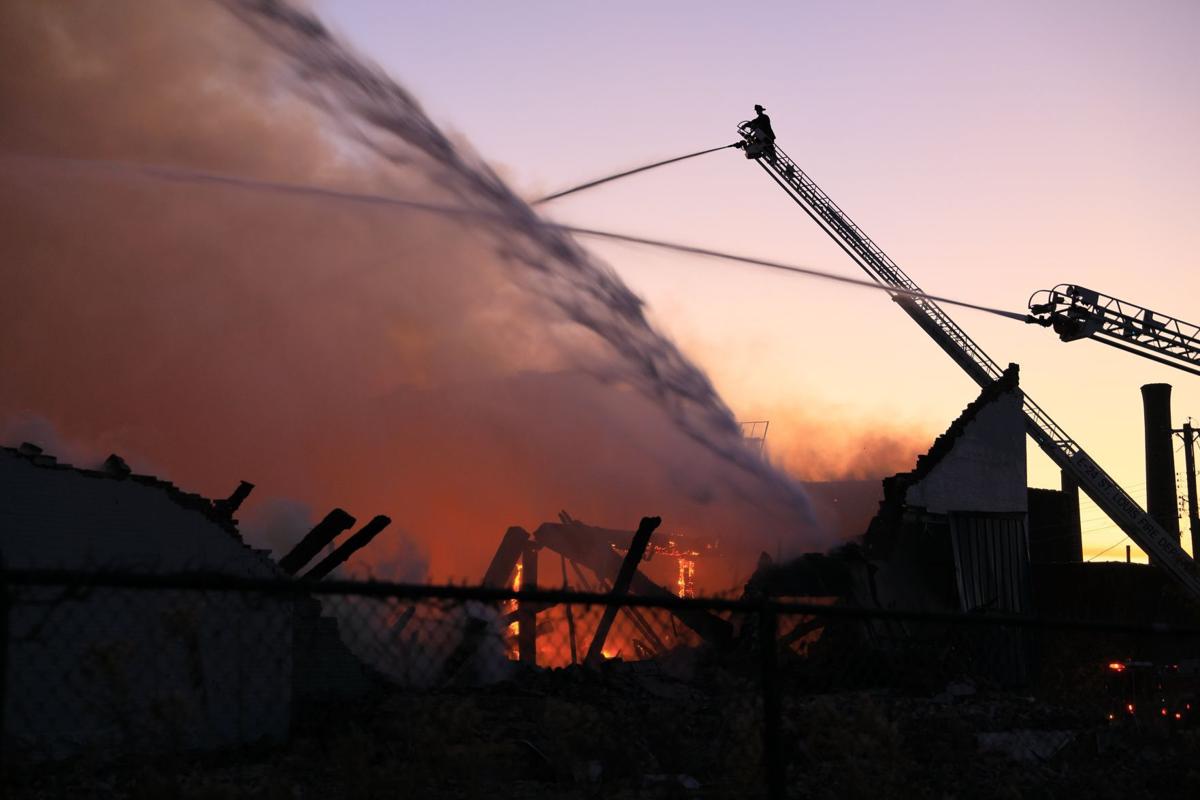 Five alarm warehouse fire in St. Louis