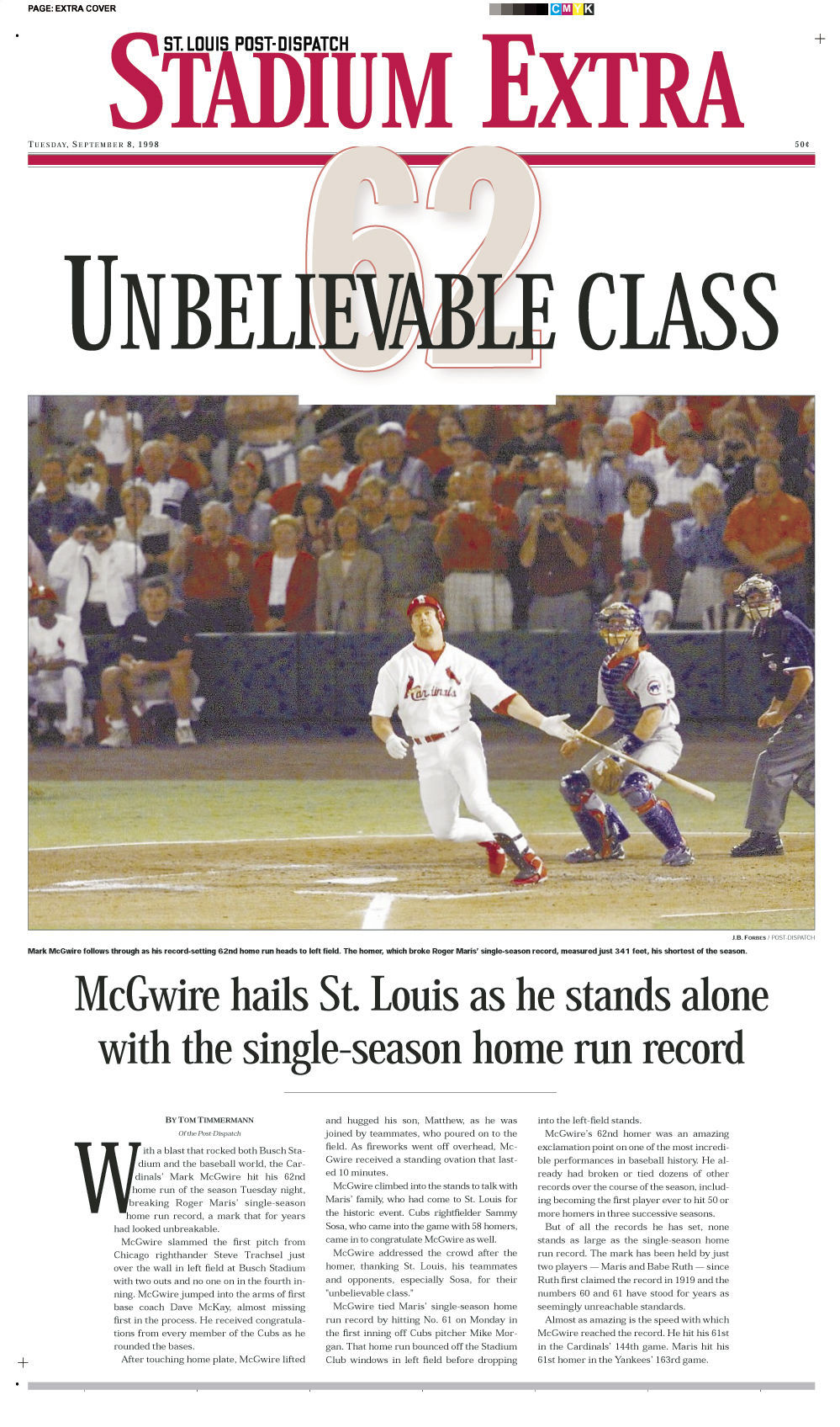 MLB Network on X: #OTD in 1998: @Cardinals star Mark McGwire became the  first player in MLB history to hit 50 homers in three consecutive years 💪  McGwire would go on to
