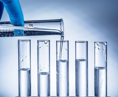 Different laboratory beakers and glassware.