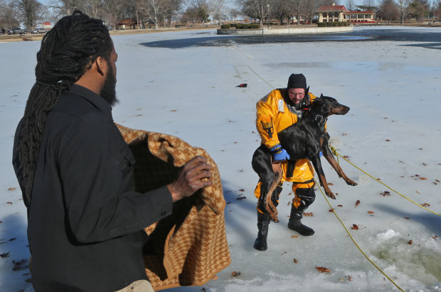 Fire Dept. Rescues dog from lake in O'Fallon Park