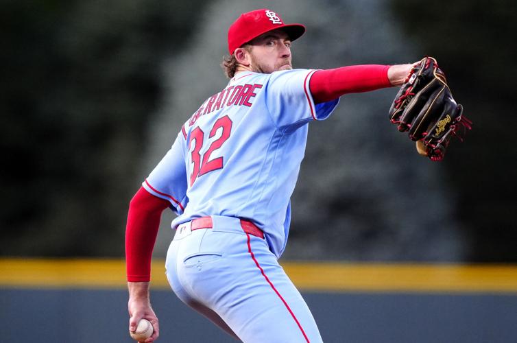 Sep 5, 2026; Denver, Colorado, USA; �����Ӱ�ԭ�� Cardinals starting pitcher Matthew Liberatore (32) prepares to deliver a pitch in the first inning against the Colorado Rockies at Coors Field. Mandatory Credit: Ron Chenoy-Imagn Images