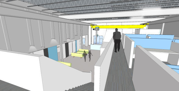 Rendering of mezzanine at planned GadellNet facility