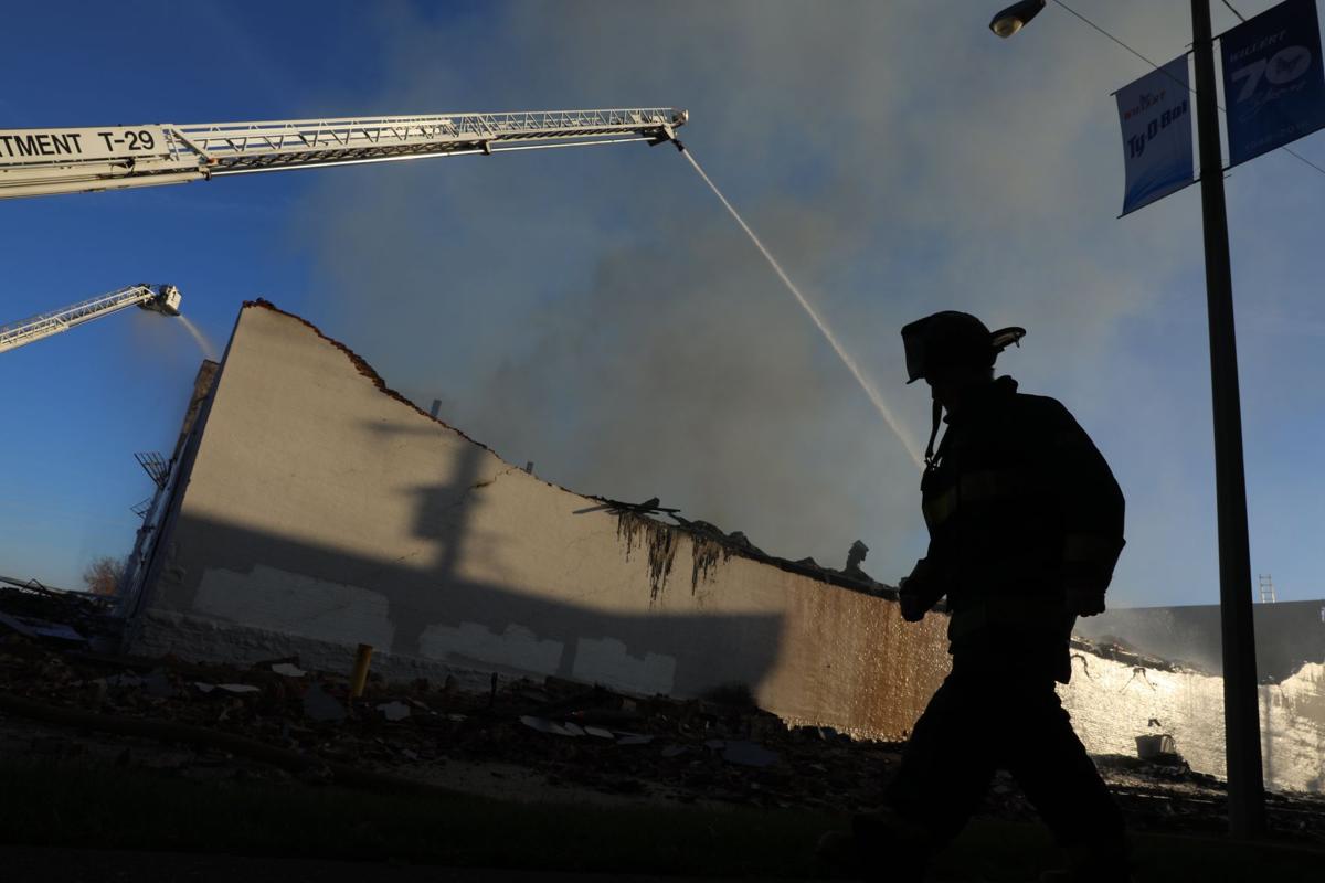 Warehouse fire second day