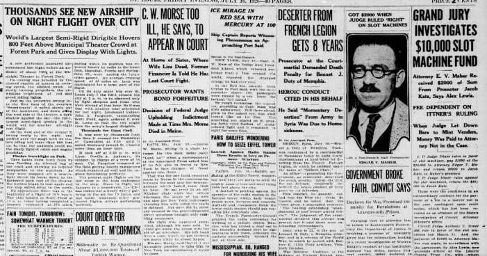 Siehe Titelseite vom 16. Juli 1926: Grand Jury untersucht 10 ...