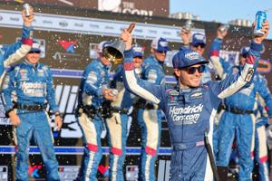 Racers compete in the Enjoy Illinois 300 NASCAR Cup Series at the World Wide Technology Raceway
