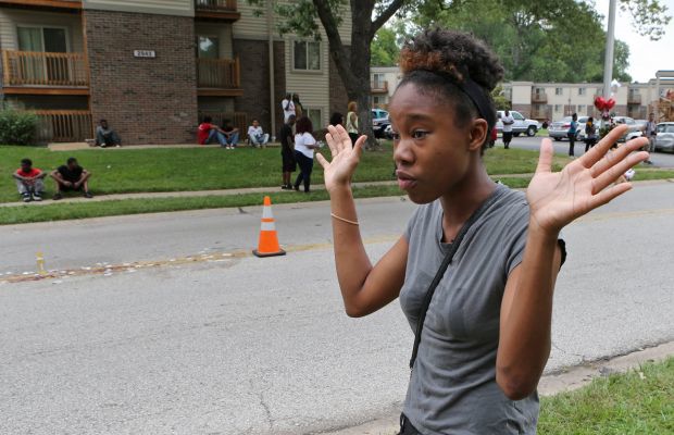 People protest the shooting of Michael Brown