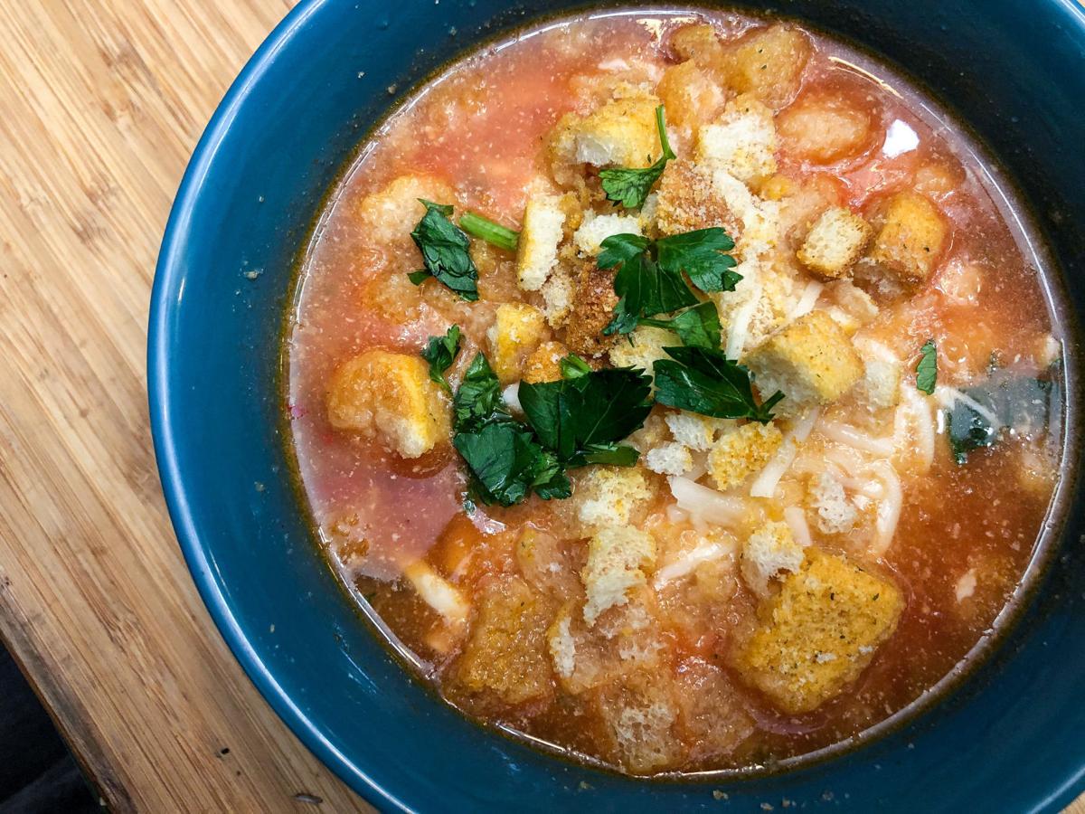 Chicken Parmesan Soup With Crumbled Croutons