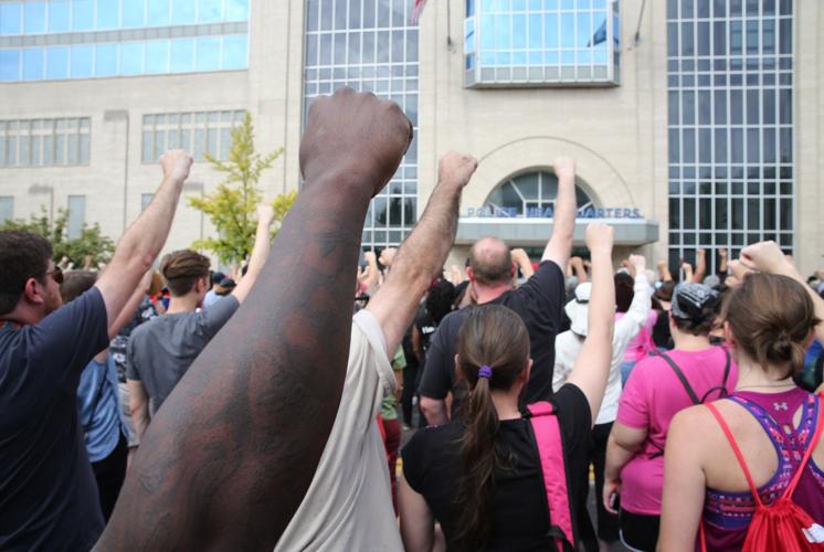 Protesters on Sunday, Sept. 17, 2017
