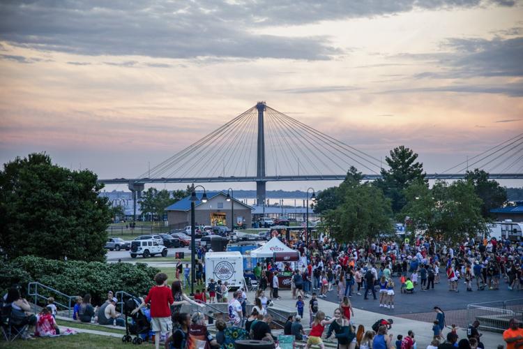 Fireworks illuminate the sky in Alton