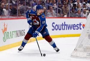 May 20, 2026; Denver, Colorado, USA; Colorado Avalanche center Jack Drury (18) skates during the second period against the Vegas Golden Knights in game one of the Western Conference Final of the 2026 Stanley Cup Playoffs at Ball Arena. Mandatory Cred