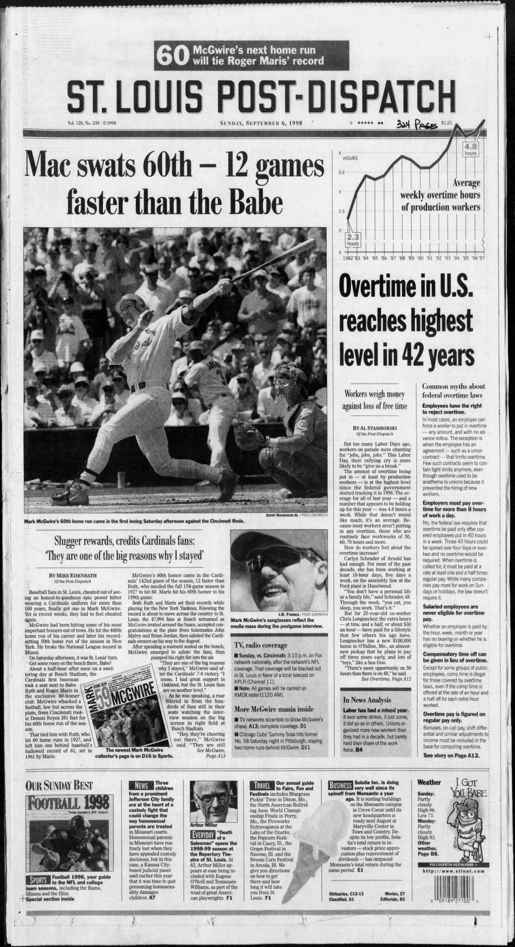 The Sporting News Archives on X: #OTD in 1998: Mark McGwire celebrates his  61st HR with his son, Matthew. (SN Archives)    / X