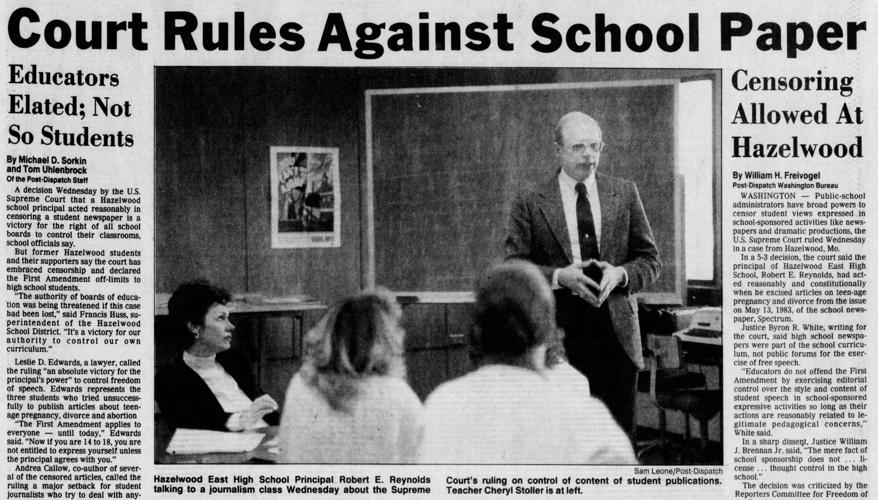 Jan. 14, 1988 A1: Court rules against school paper