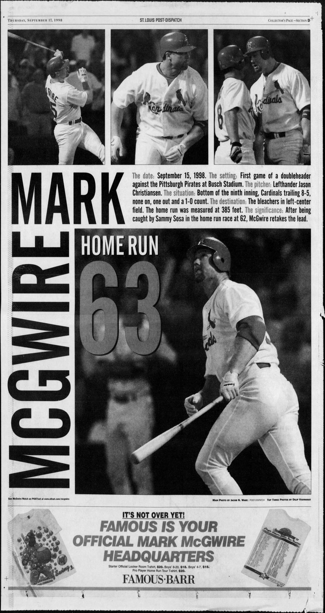 Mark McGwire's 62nd HR made him, temporarily, an American hero