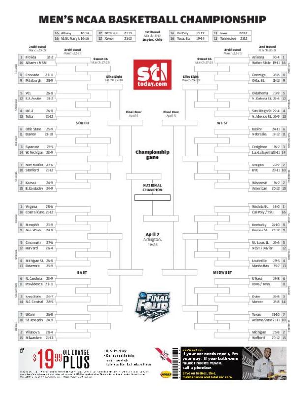 Printable bracket for 2014 NCAA Tournament | College Sports | stltoday.com