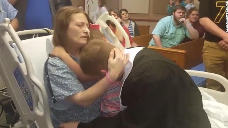 A mom with terminal cancer sees her son graduate in a special hospital ceremony