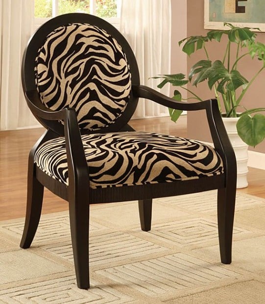zebra print armchair        <h3 class=