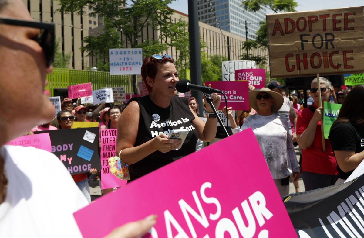 Hundreds attend abortion rights rally at Kiener Plaza