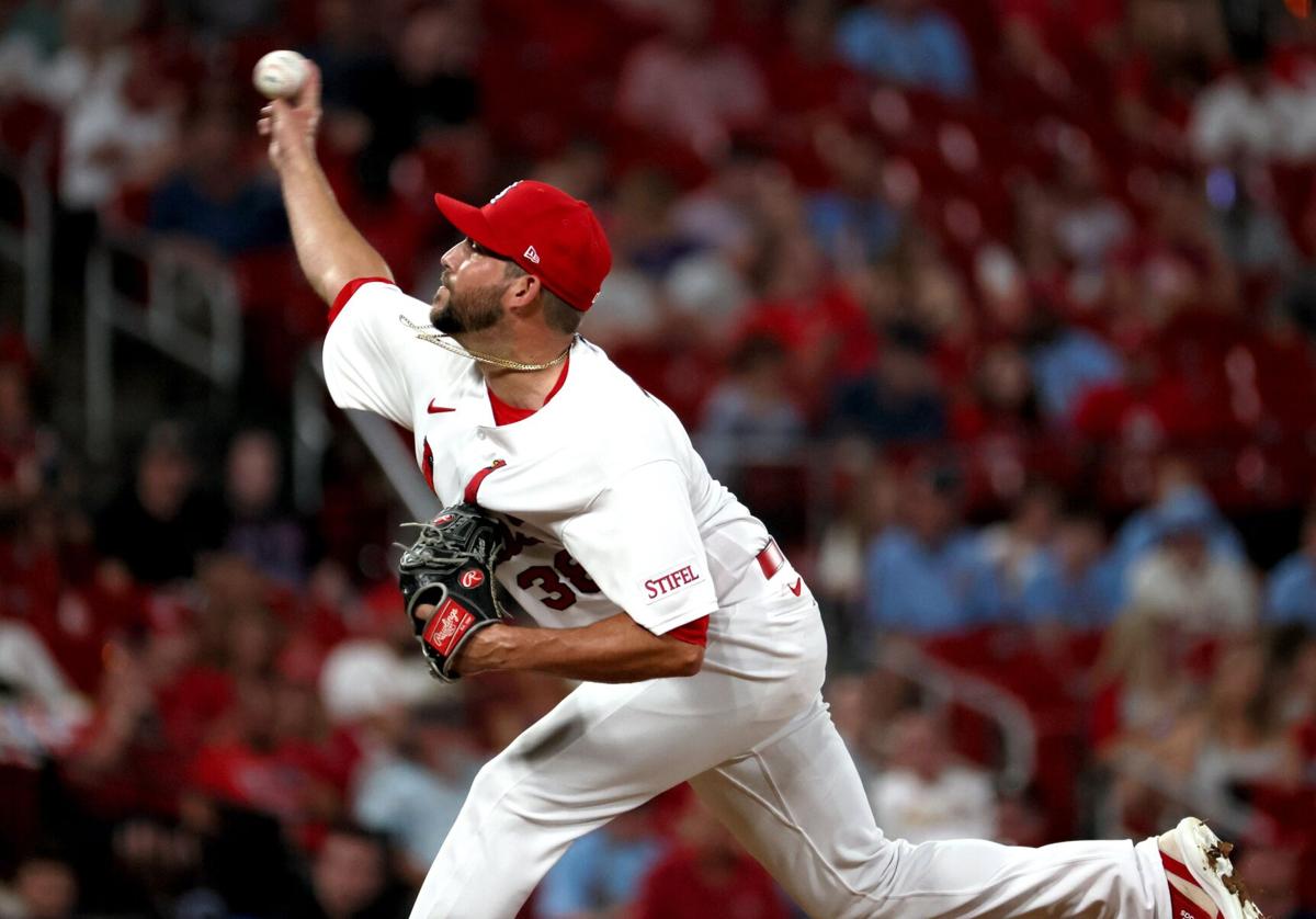 St. Louis Cardinals' Adam Wainwright celebrates after hitting a two-run  single during the third inning of a baseball game against the Miami Marlins  Monday, July 3, 2017, in St. Louis. (AP Photo/Jeff