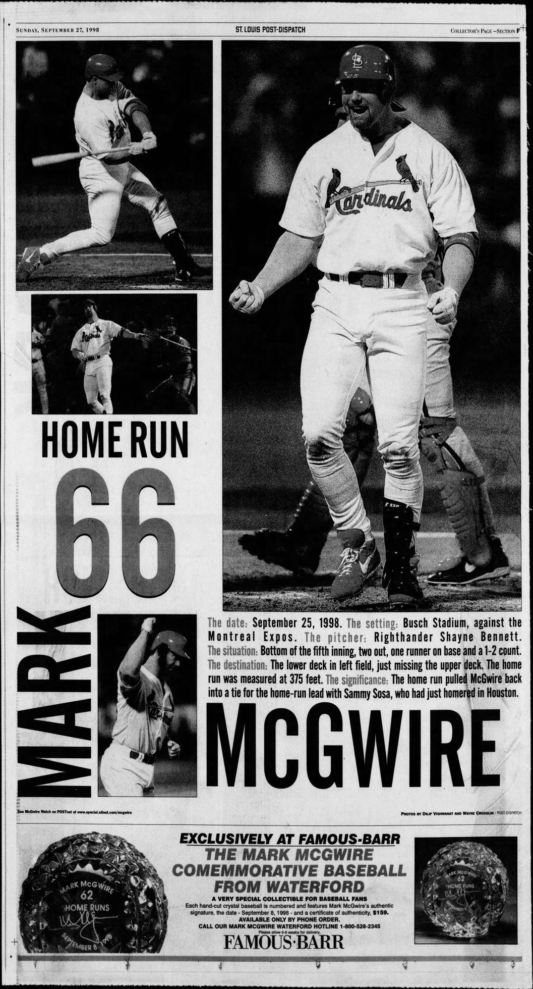 Sept. 27, 1998: McGwire hits 70 and is saluted as 'the new American sports  hero
