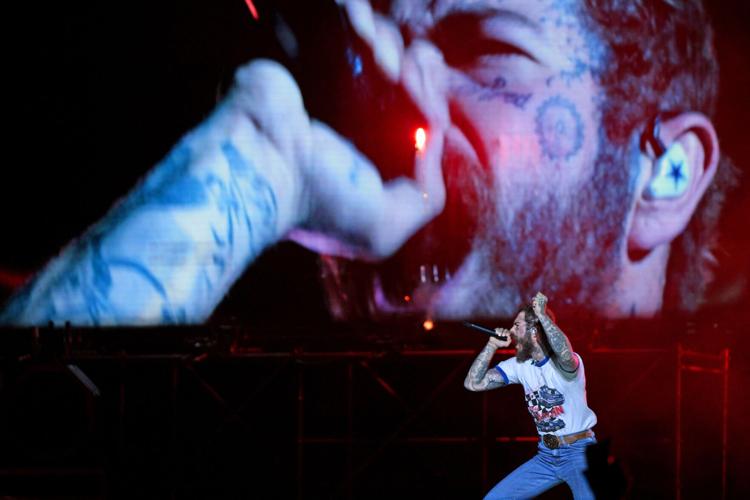 Post Malone performs at Busch Stadium