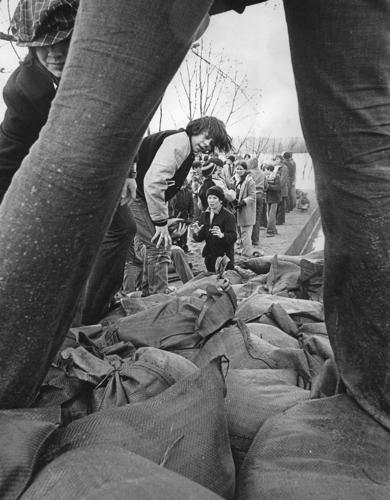 Sandbags in 1973 flood
