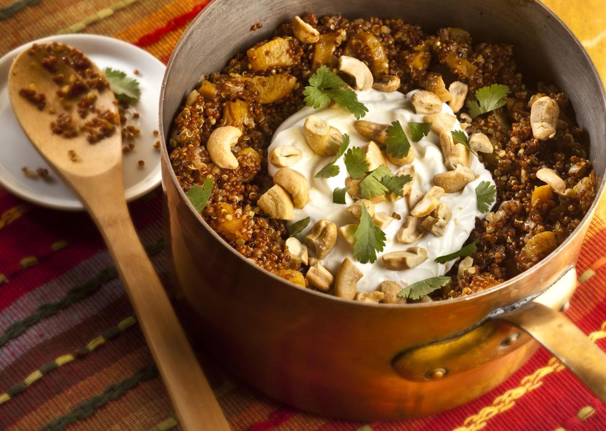 Red Quinoa With Dried Fruit and Yogurt
