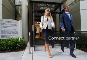Tiger Woods leaves the Martin County Courthouse with girlfriend Vanessa Trump, Sept. 2, 2026, after a change of plea hearing
