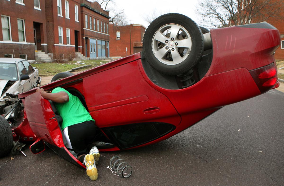 Car flips in St. Louis crash