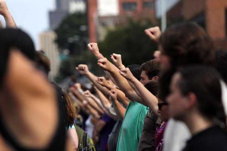 Protesters on Sunday, Sept. 17, 2017