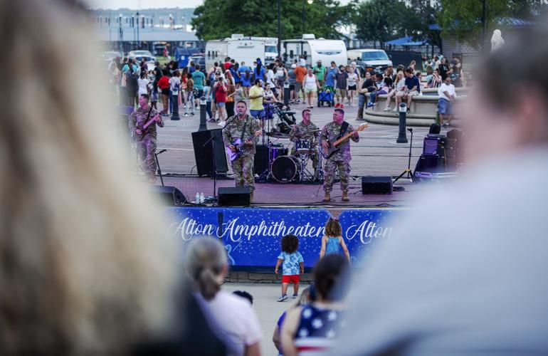 Fireworks illuminate the sky in Alton