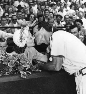 Rest in peace Lil. Stan Musial gets a big kiss from his wife Lillian after  the St. Louis Cardinal…