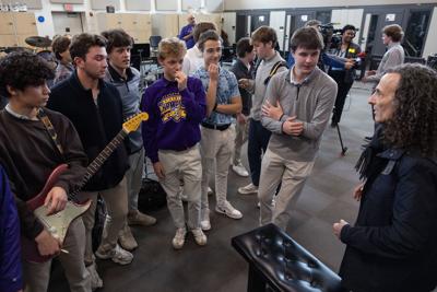 Musician Kenny G visits Christian Brothers College High School band class