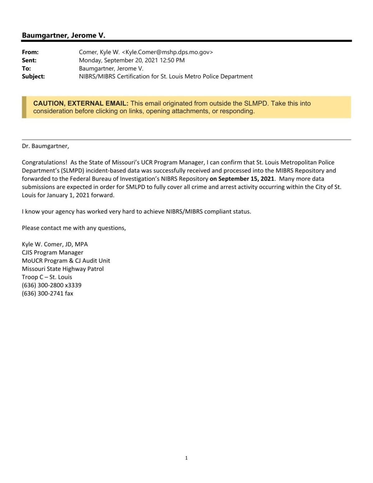 Read the letter confirming data was processed