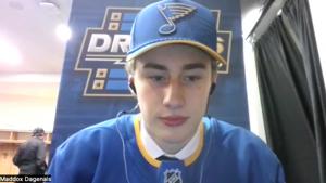 Full video: Blues No. 16 draft pick Maddox Dagenais reacts after first round