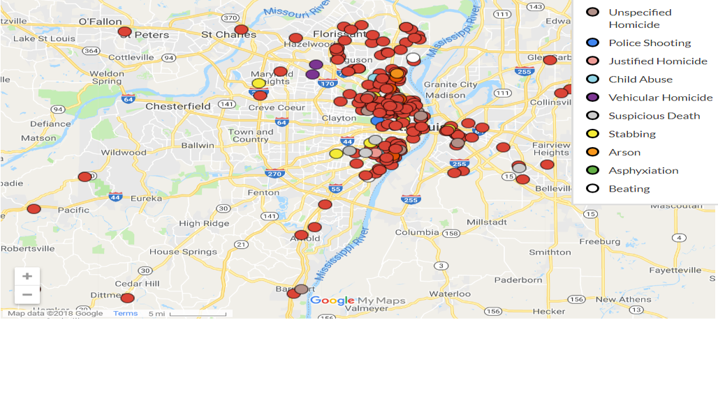 2018 St Louis Area Homicide Map Special Features 9456