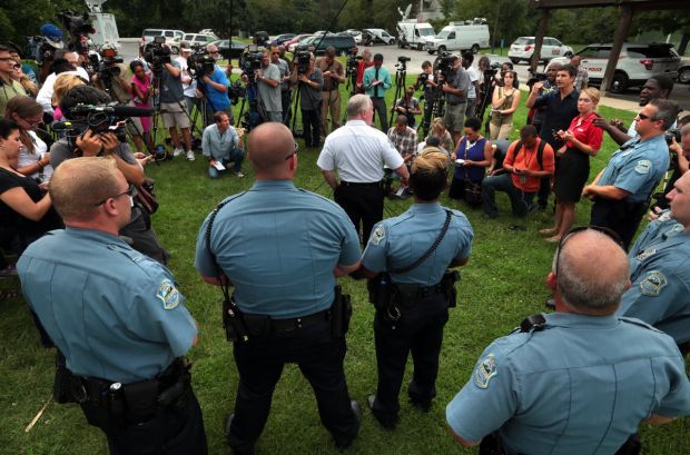 Ferguson police chief answers questions under heightened security