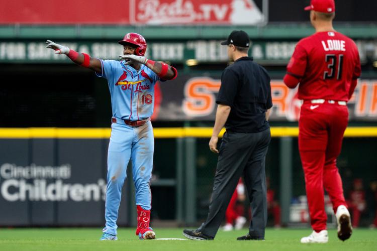 �����Ӱ�ԭ�� Cardinals outfielder Jordan Walker (18) reacts to hitting a double in the third inning between the �����Ӱ�ԭ�� Cardinals