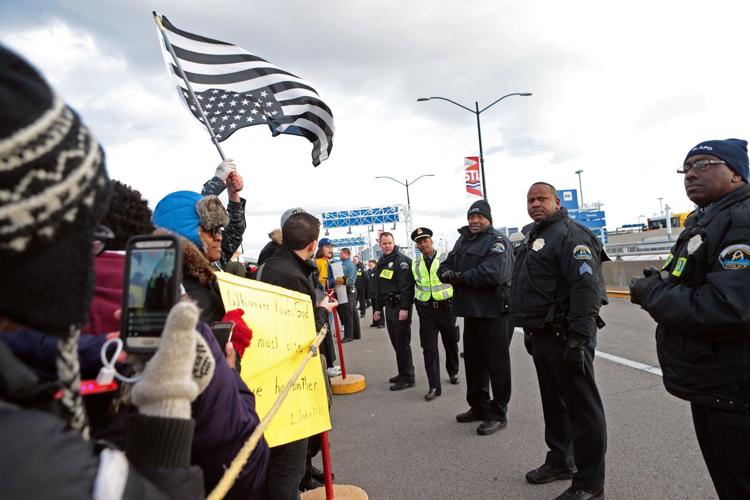 Protest at Lambert-St. Louis International Airport over refugee ban