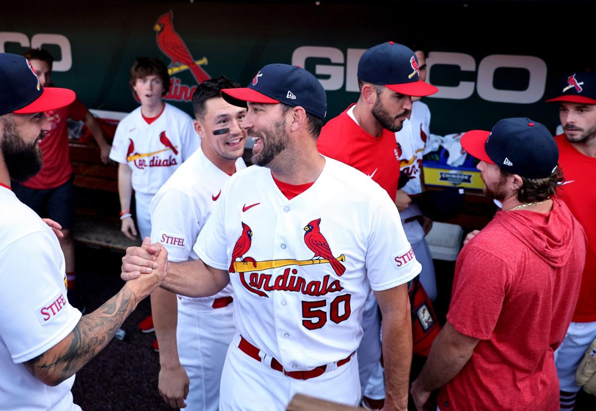 St. Louis Cardinals pitcher Adam Wainwright (50) reacts during an MLB  National League Wild Card game against the Los Angeles Dodgers, Wednesday,  Octob Stock Photo - Alamy