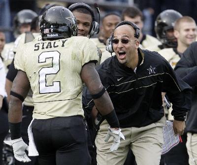vanderbilt tries sec keep franklin coach james stltoday touchdown kentucky zac congratulates vandy stacy win running after over