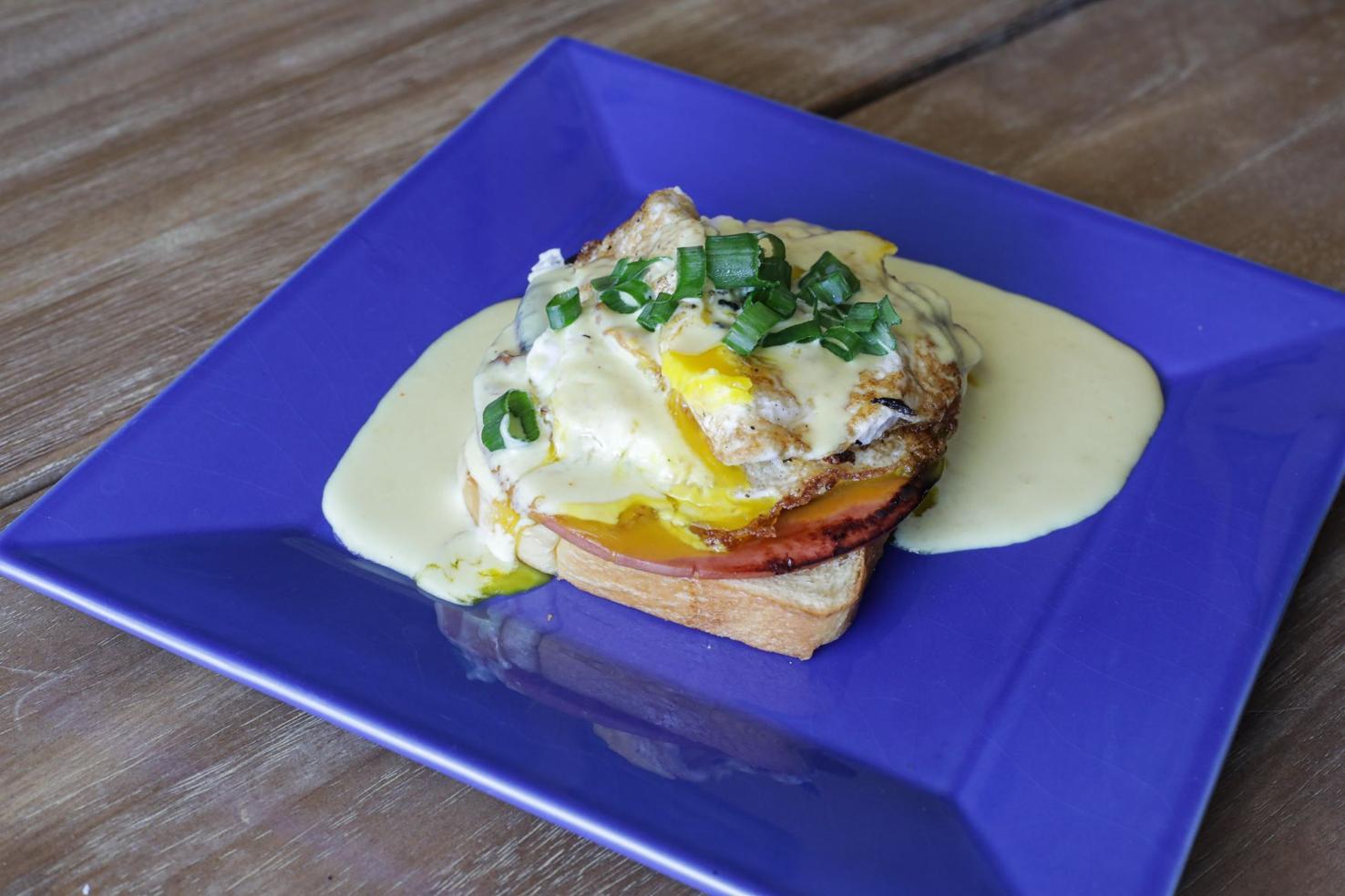 Fried Bologna and Egg With American Cheese Rarebit Sauce