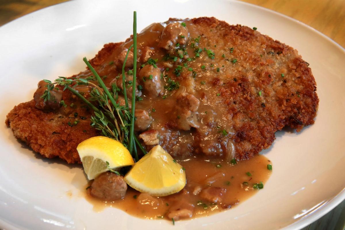 Das Bevo’s Bavarian Pork Schnitzel with 3B Gravy Beer, Bacon, and