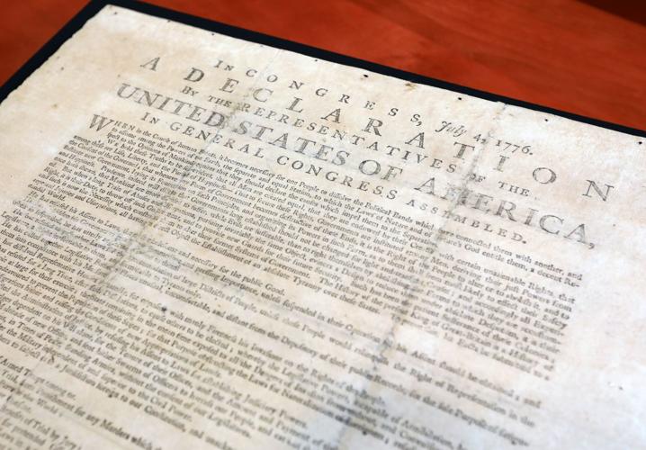 Southwick broadside of Declaration of Independence, on display at Washington University