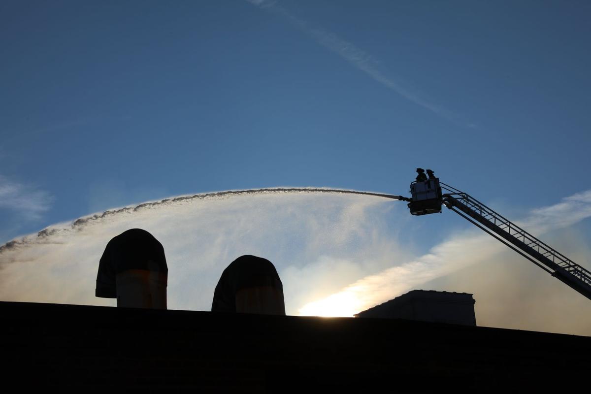 Warehouse fire second day